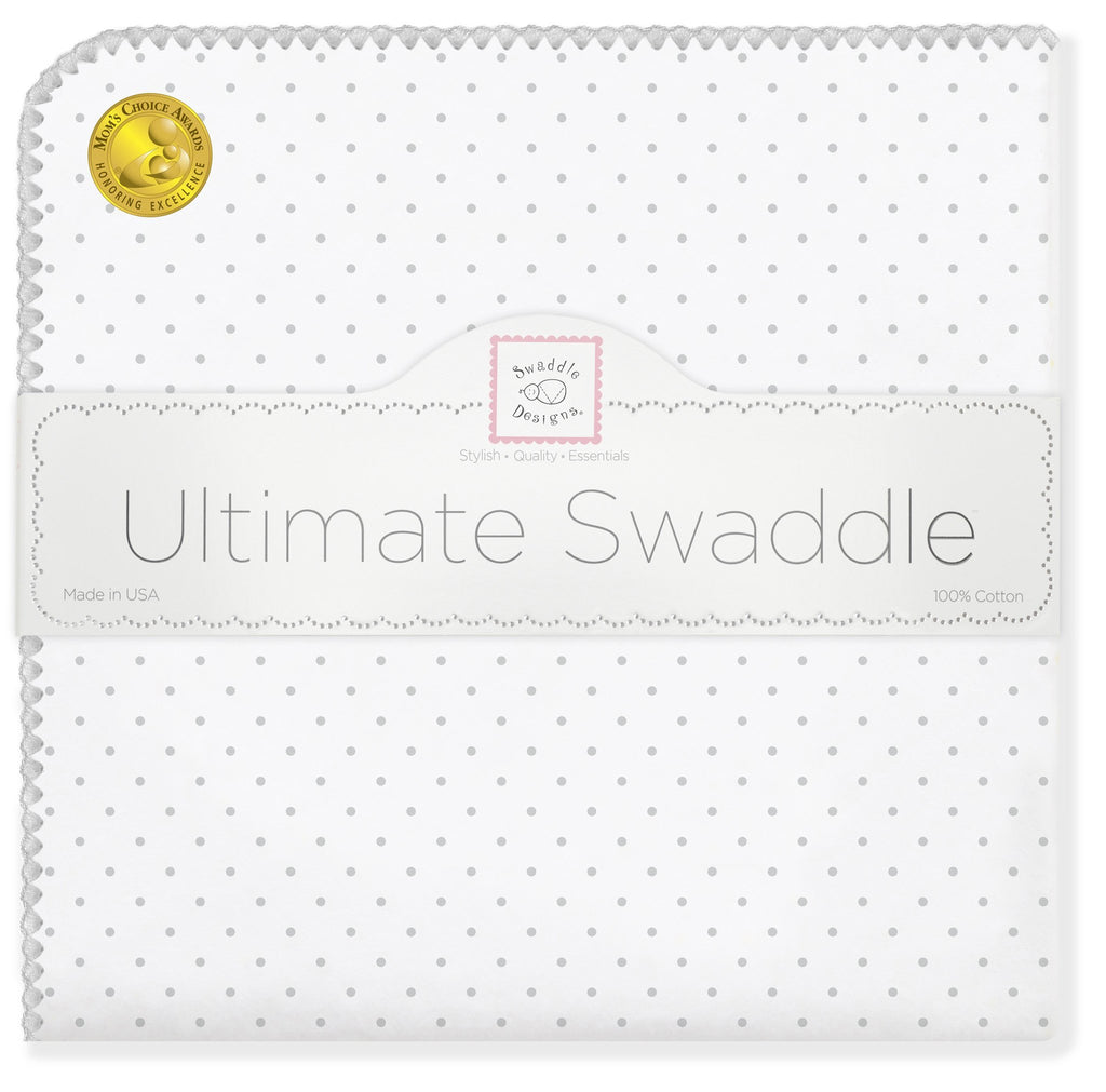 Ultimate Swaddle Blanket - Classic Polka Dots, Sterling - Customized