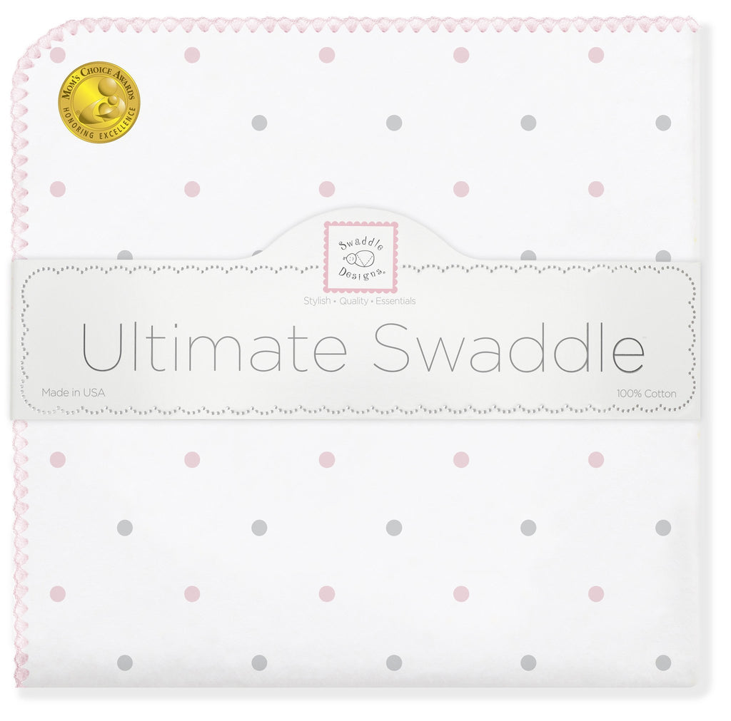 Ultimate Swaddle Blanket - Sterling Little Dots, Pastel Pink - Customized