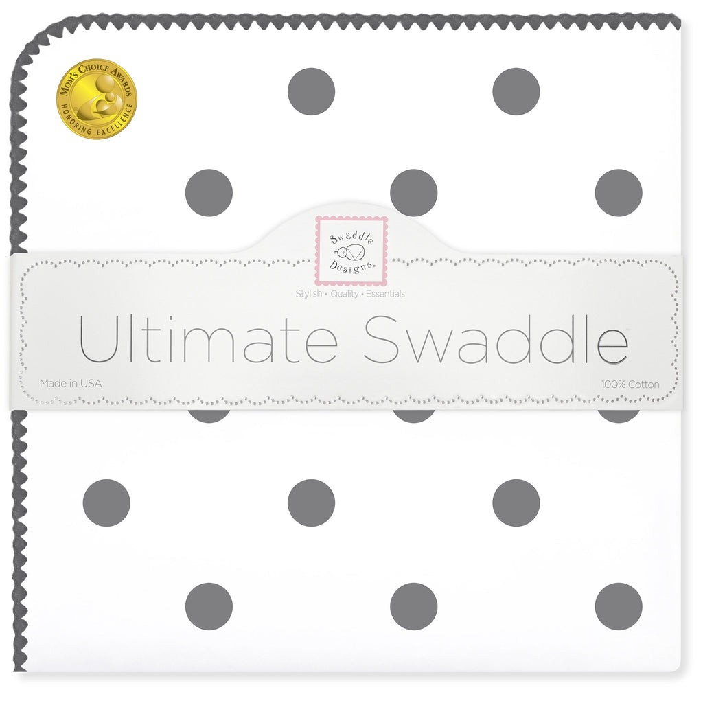 Ultimate Swaddle Blanket - Soft Black Big Dots, Soft Black - Customized