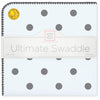 Ultimate Swaddle Blanket - Soft Black Pearl Big Dots on Soft Blue