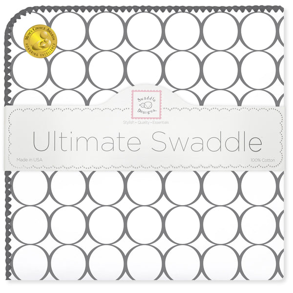 Ultimate Swaddle Blanket - Soft Black Mod Circles, Soft Black - Customized
