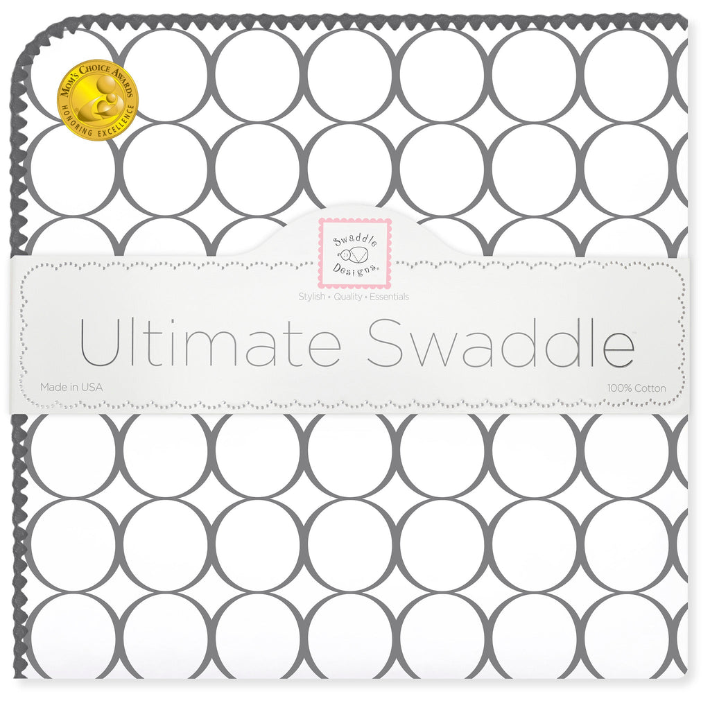 'Ultimate Swaddle Blanket - Soft Black Pearl Mod Circles on White' - Customized