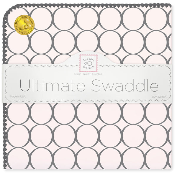 'Ultimate Swaddle Blanket - Soft Black Mod Circles, Soft Pink' - Customized