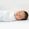 Ultimate Swaddle Blanket - White with Pastel Blue Trim