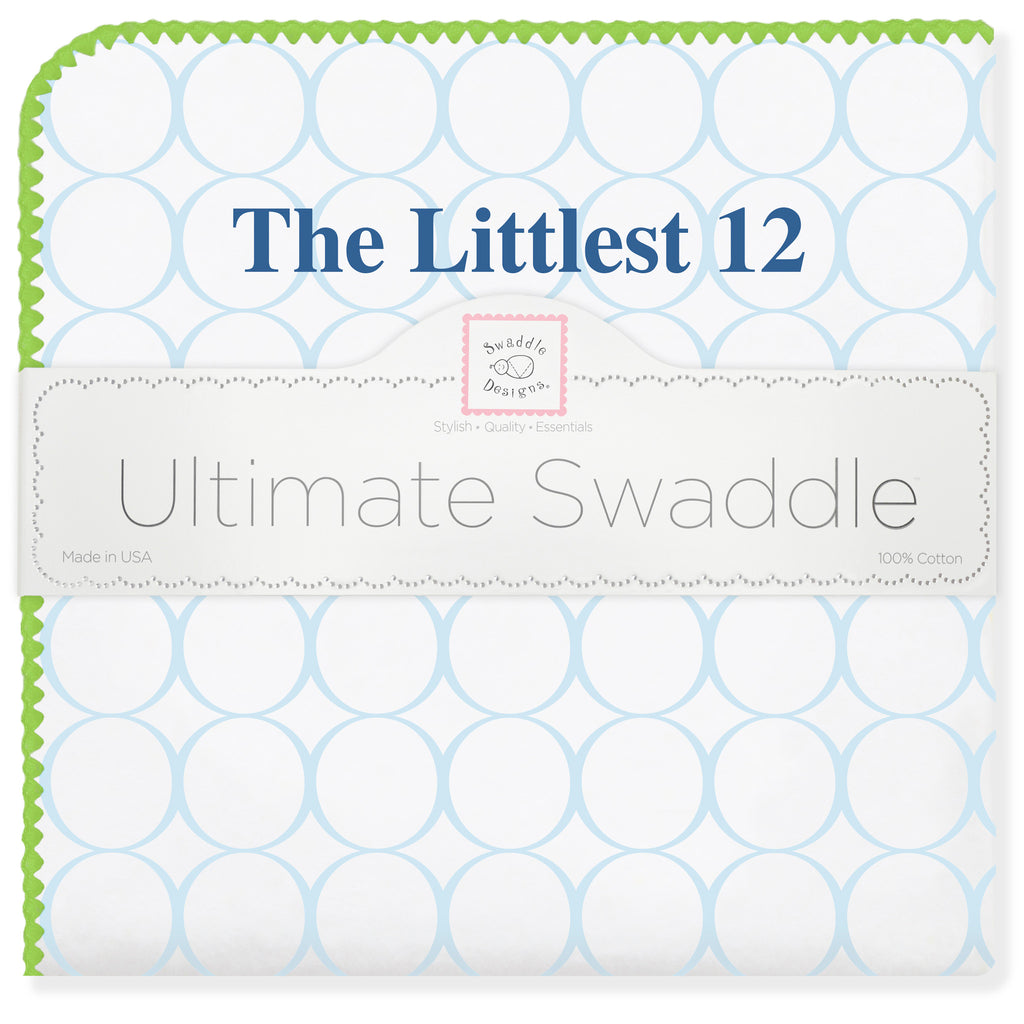 Ultimate Swaddle Blanket - Pastel Blue & Bright Green- The Littlest 12 Seahawks