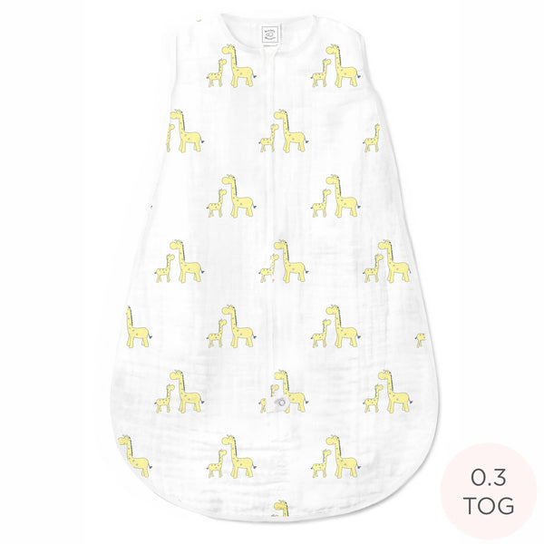 Muslin Non Weighted zzZipMe Sack Mama and Baby Giraffe Yellow