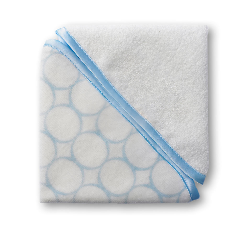 Organic Baby Washcloths - Mod Circles on Ivory, Pastel Blue
