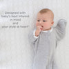 Transitional Swaddle Sack - Arms Up 1/2-Length Sleeves & Mitten Cuffs, Solid, Heathered Gray with Polka Dot Trim