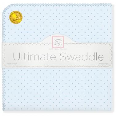 Ultimate Swaddle Blanket - Fresh Pastel Polka Dots, Pastel Blue - Customized