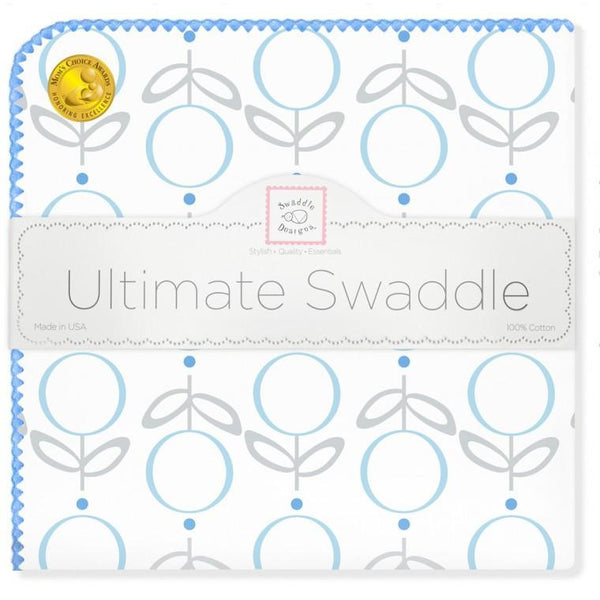 Ultimate Swaddle Blanket - Geo Floral, Blue - Customized