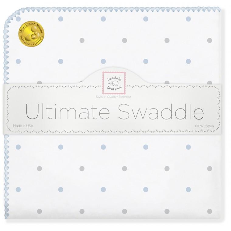 Ultimate Swaddle Blanket - Sterling Little Dots, Pastel Blue - Customized